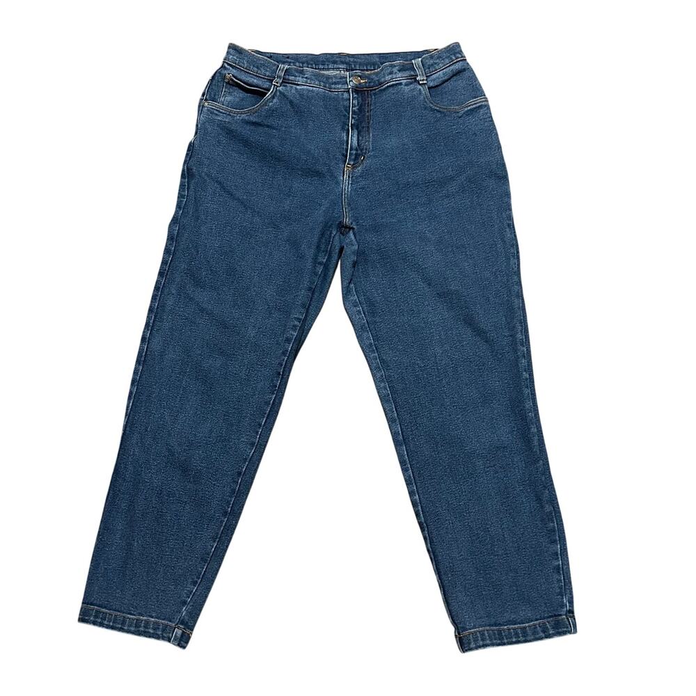 Cherokee Stretch Mom Jeans Women's 18W Blue High Rise Tapered Denim Pants